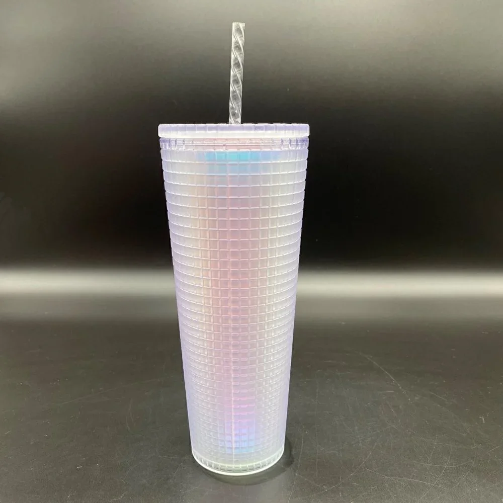 Starbucks 2022 Spring Soft Touch Unicorn Grid Iridescent 24oz Venti Tumbler